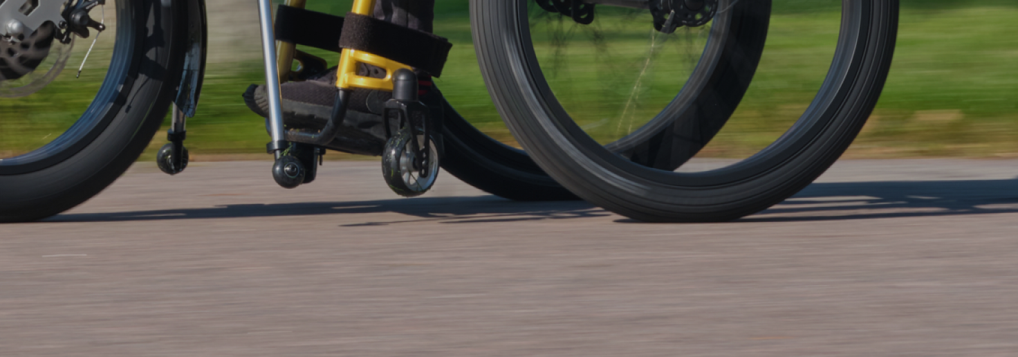 Omobic go far - components for active wheelchair to be used with power assisted add-on.